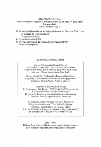 خرید و دانلود نسخه کامل کتاب La Participacion Politica De Los Indigenas Durante Las Cortes De Cadiz