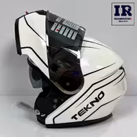 کلاه کاسکت بلوتوث دار فک متحرک تکنو Tekno - سفید مشکی براق   BT11