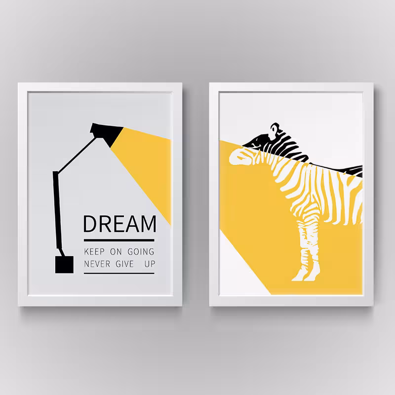 تابلو مدل دکوراتیو Zebra انگیزشی کد N168 مجموعه 2 عددی