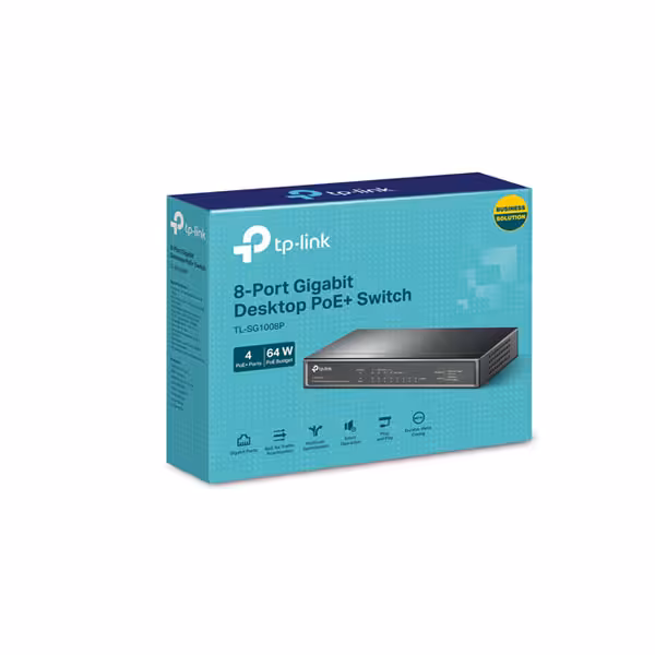 سوئیچ 8 پورت تی پی لینک (4 پورت POE Plus) مدل TL-SG1008P