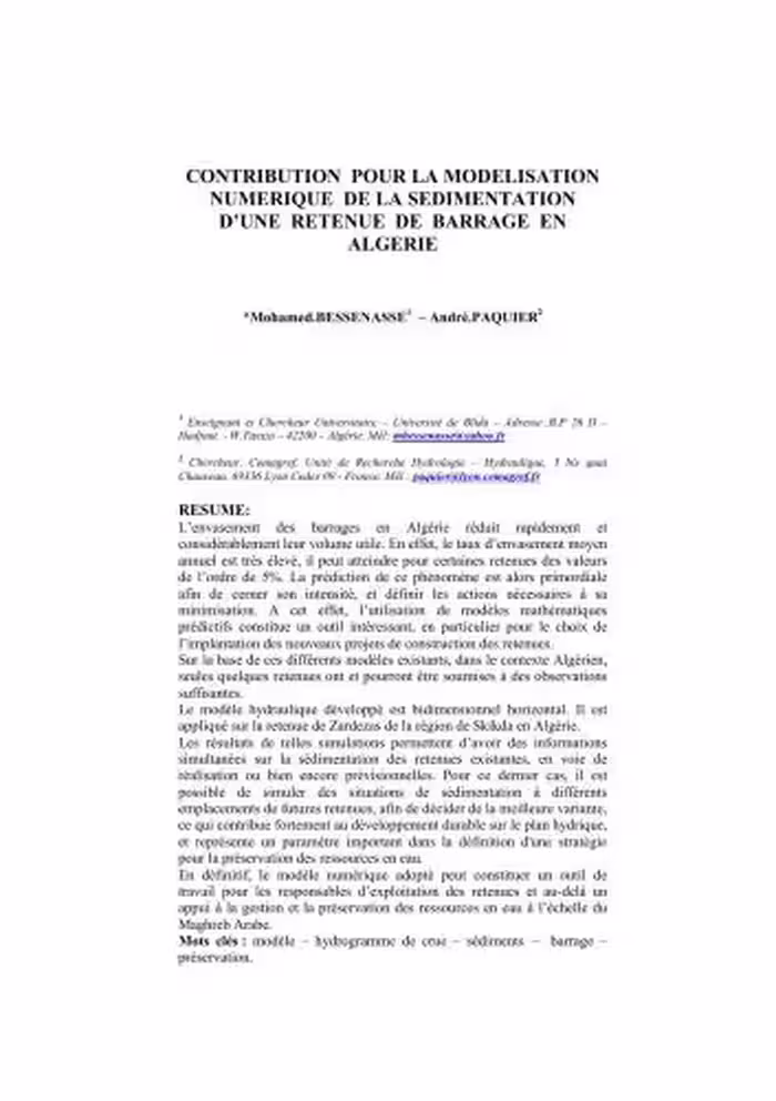 خرید و دانلود نسخه کامل کتاب Contribution pour la modelisation numerique de la sedimentation d’une retenue de barrage en Algerie