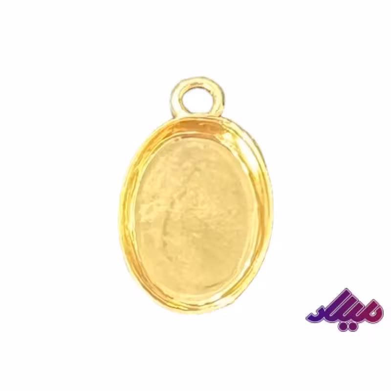 لاکت گوشواره استیل بیضی کفه دار طلایی 2.5 در 1.5 سانت