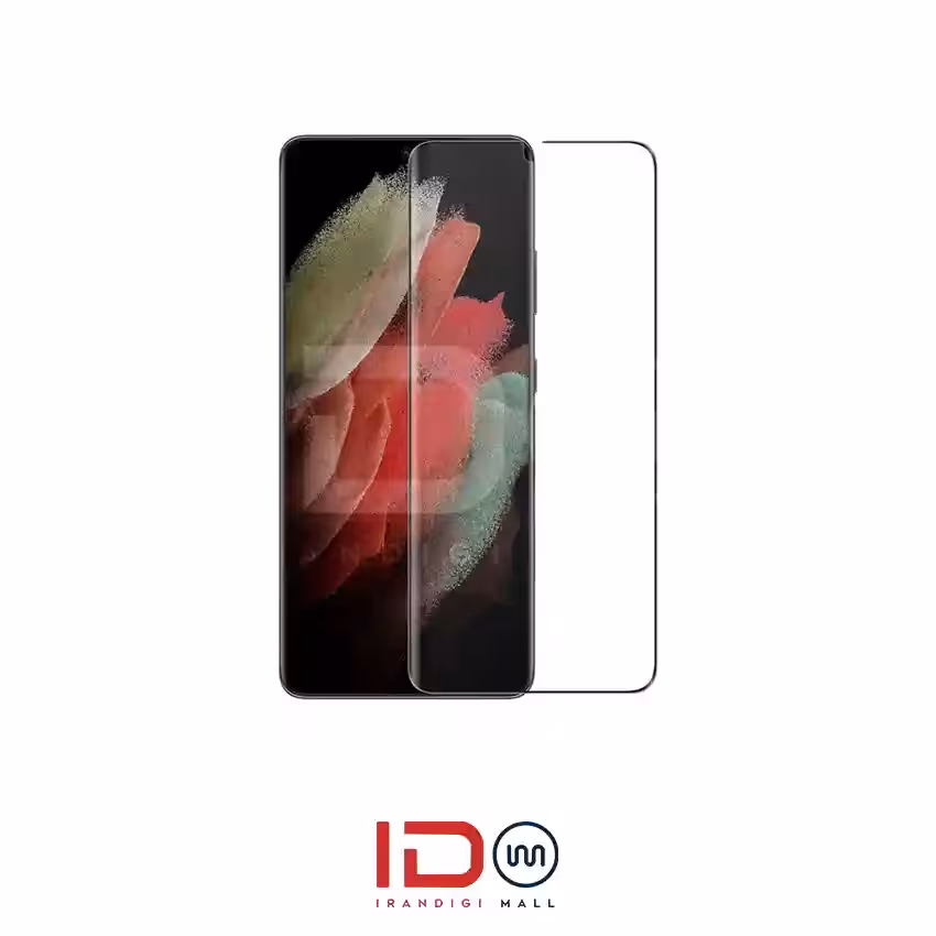 گلس شیشه ای تمام صفحه و فول چسب موبایل سامسونگ GALAXY S21 Ultra مدل رد لیبل