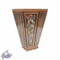 سطل خاتم کاری طرح گل و مرغ سایز بزرگ