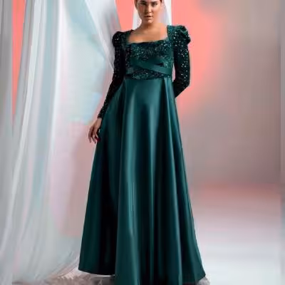 پیراهن شب زنانه ساتن مدل ماکسی مجلسی