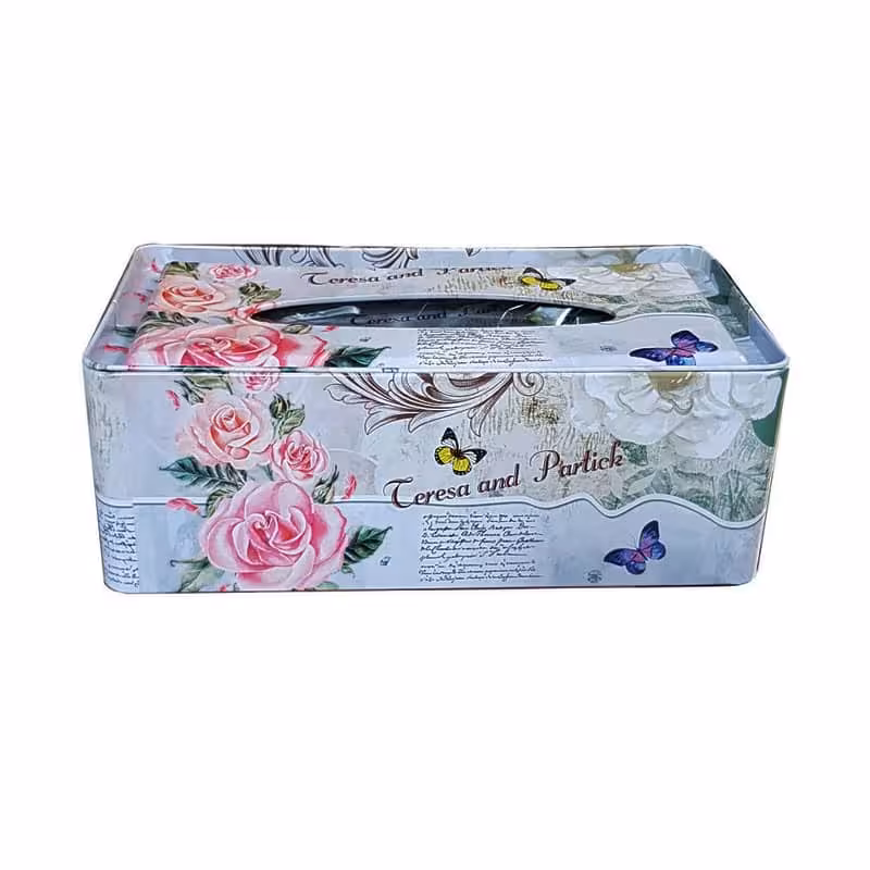 جای دستمال کاغذی فلزی طرح گل