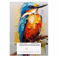 تقویم دیواری نقاشی رنگ روغن پرنده