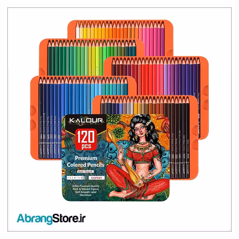 مدادرنگی 120 رنگ جعبه فلزی کالور | KALOUR Colored Pencil