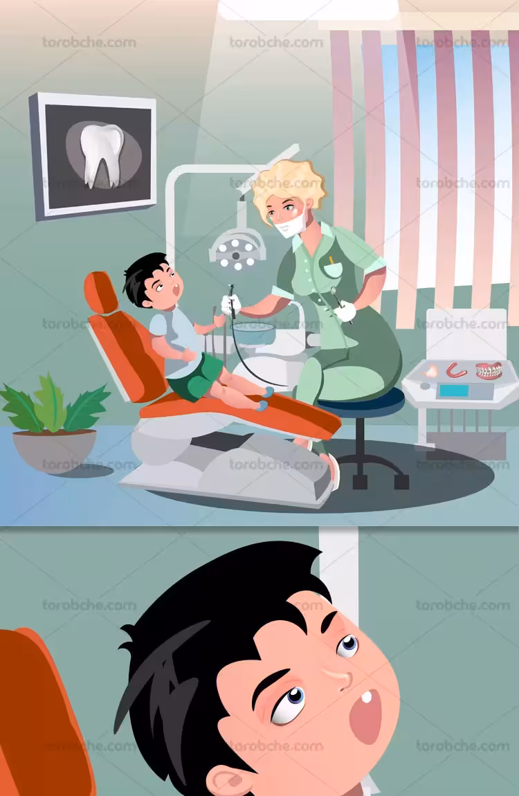 وکتور دندانپزشک کودکان | گرافیک با طعم تربچه