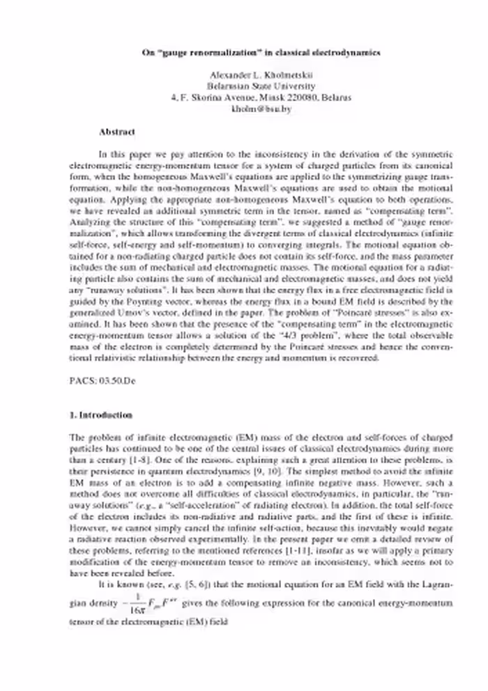 خرید و دانلود نسخه کامل کتاب On gauge renormalization in classical electrodynamics
