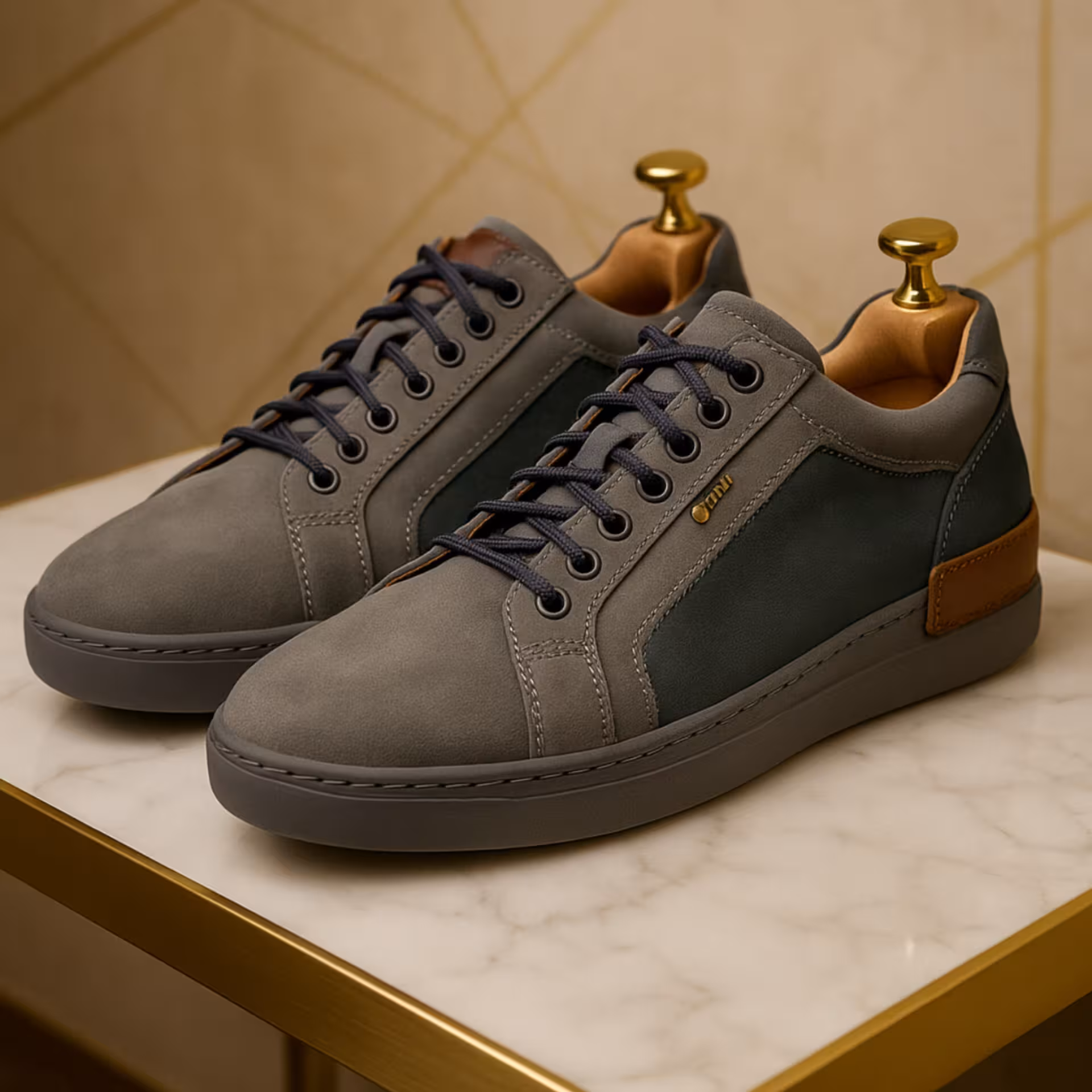 کفش چرم مردانه ونس کد VN075GR رنگ طوسی