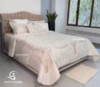 روتختی دو نفره عروس 7 تکه طرح پتینه استلا بژ