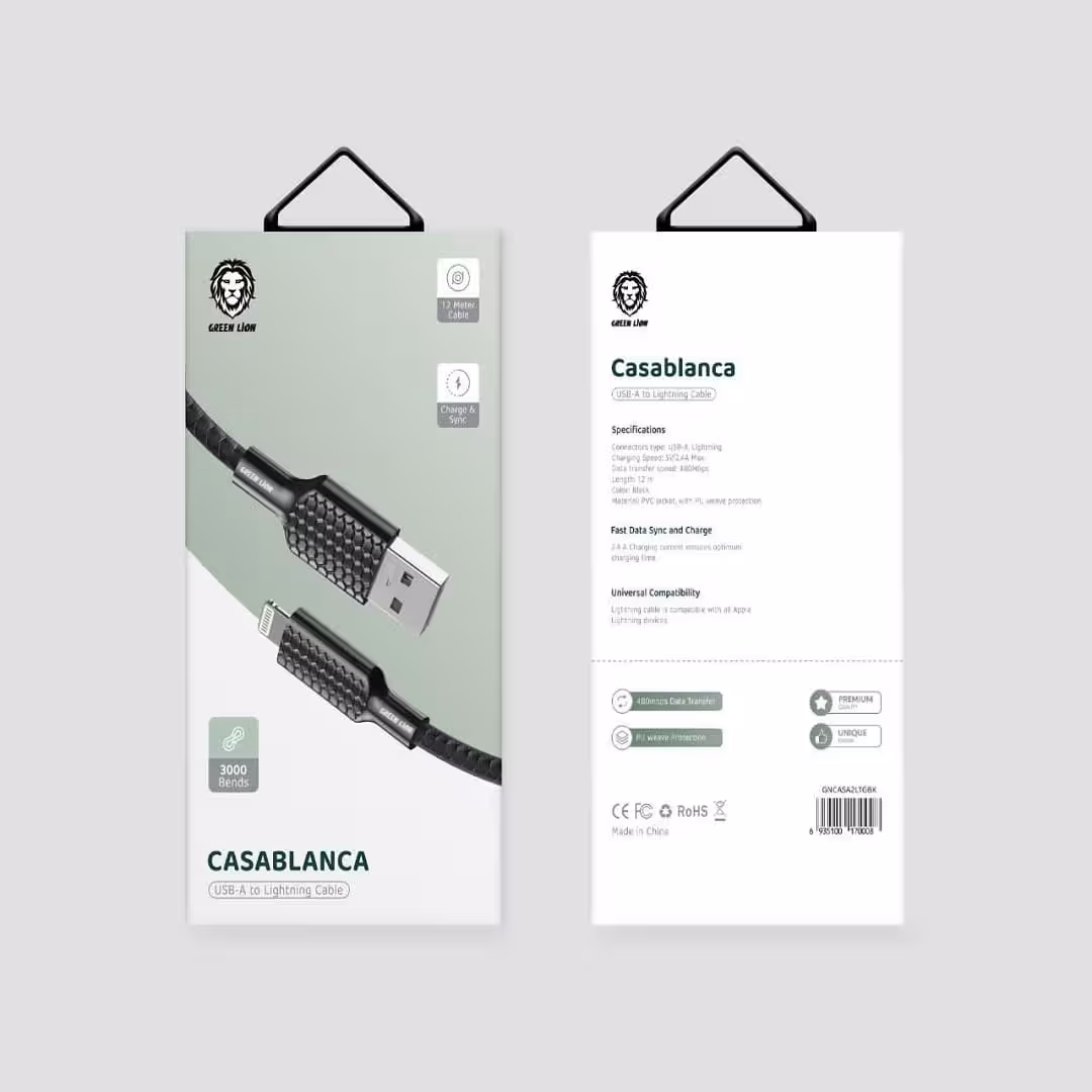 سیم شارژ USB-A به لایتنینگ کازابلانکا گرین Green Casablanca USB-A to Lightning Cable