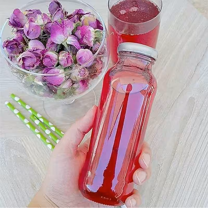 شربت گلاب زعفران سنتی و 100 درصد طبیعی بدون رنگ و اسانس | amazonchi
