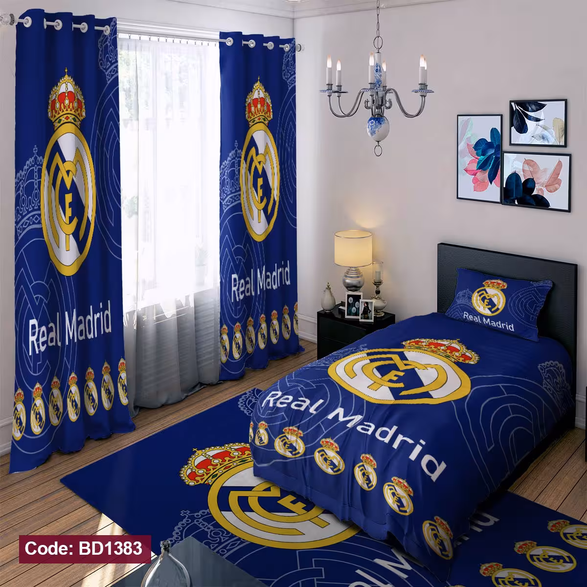 پرده پانچی مخمل چاپی پسرانه کد 1383