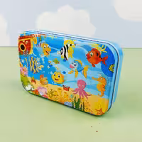 پازل چوبی 60 تکه جعبه فلزی طرح حیوانات دریایی(خارجی)