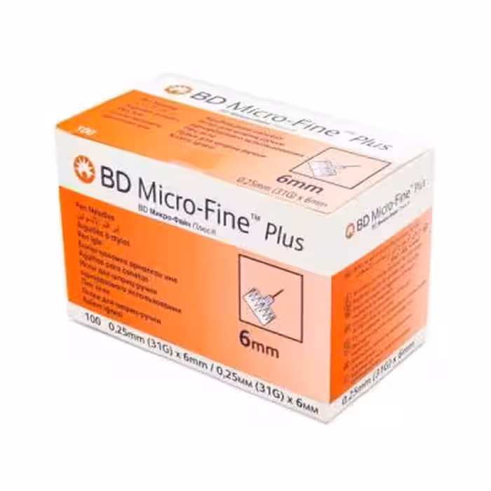 سوزن قلم انسولین بی دی مدل Micro-Fine سایز 6 میلی‌متر بسته 100 عددی