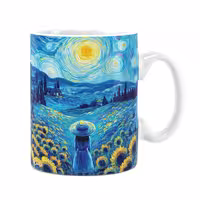 ماگ مسافرتی راویتا طرح نقاشی دختری در مزرعه به سبک ون گوگ - Van Gogh کد 3832