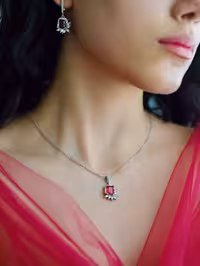 نیمست یاقوت سرخ نقره جواهری کد 00297