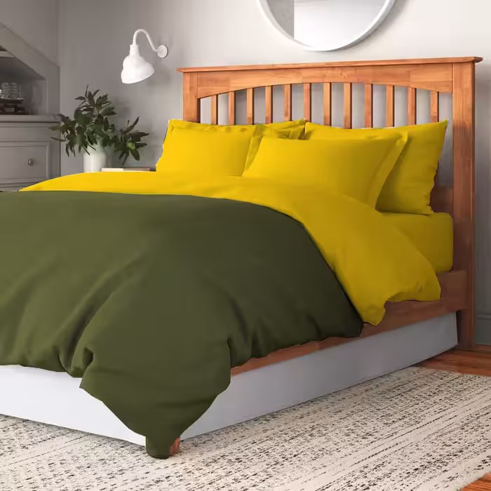 سرویس روتختی کاوری دورنگ چیداری زیتونی زرد دو نفره چهار تکه