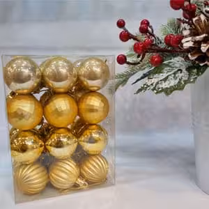 اویز گوی طلایی کریسمس 24 عددی قطر 4 سانت