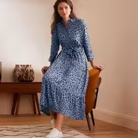 پیراهن میدی آبی پلنگی زنانه چیبو