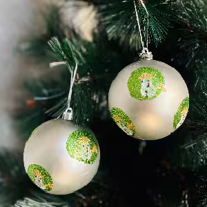 آویز گوی کریسمس 2 عددی 8 سانت کد 422