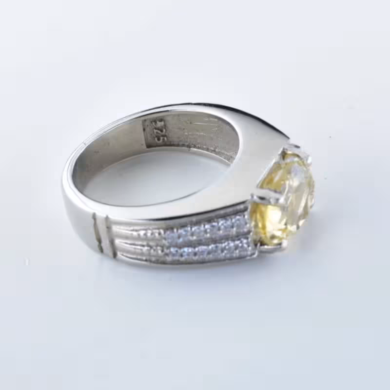 انگشتر مردانه نقره با نگین سیترین جذاب و زیبا آقابزرگ کد 207