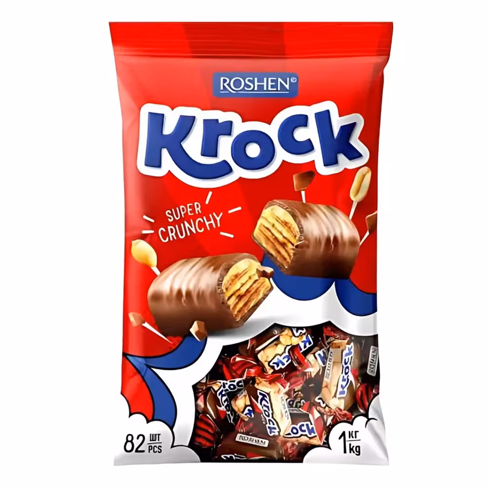 شکلات روشن کراک با مغز کرم بادام زمینی بسته 1 کیلویی