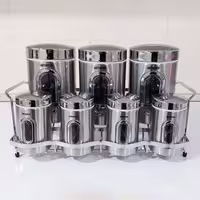 ست 8 پارچه ادویه و حبوبات آرتیستون استیل درب کروم کد 8346 ارسال رایگان
