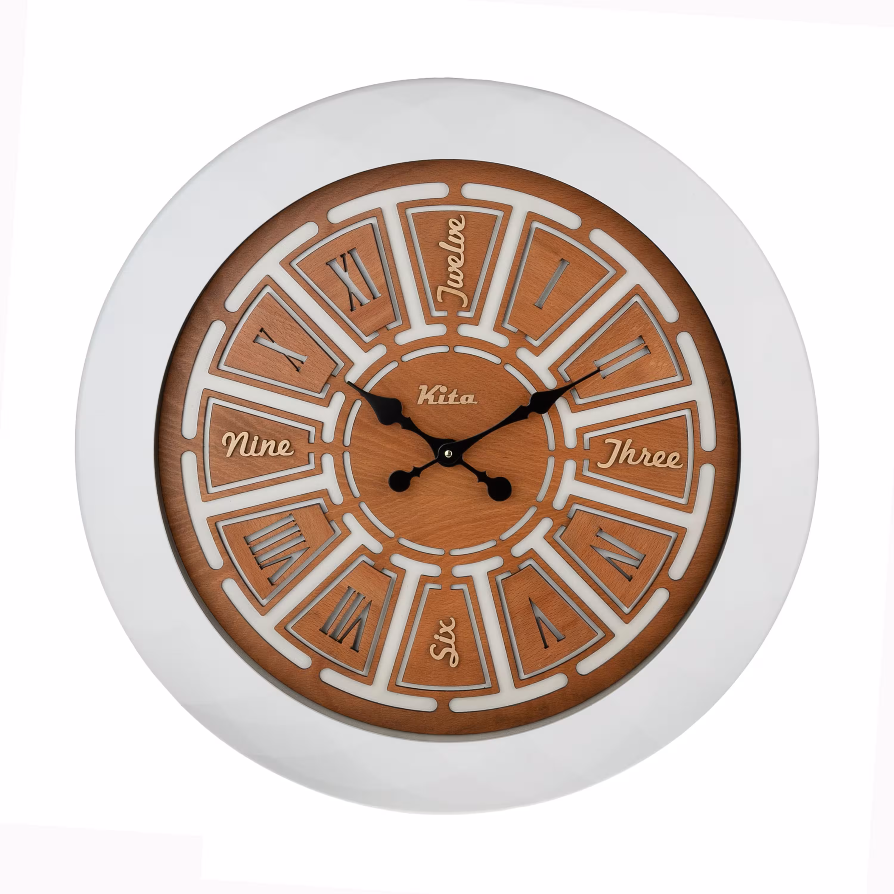ساعت دیواری چوبی مدل کیتا رویال کد CKS 619-W60 - (قطر 60 cm)