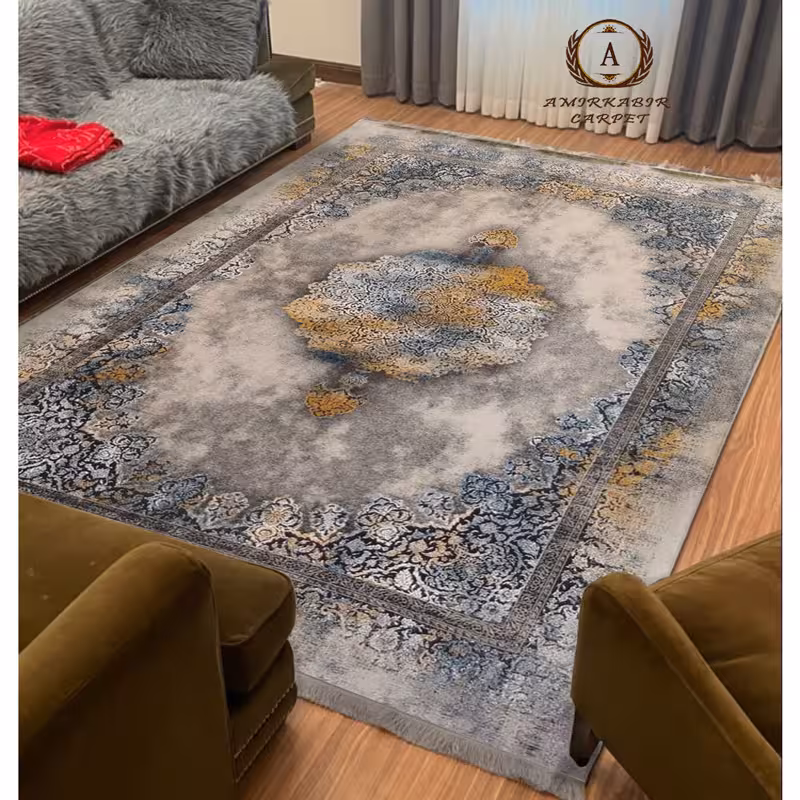 فرش 1200 شانه طرح فلورانس نقره ای