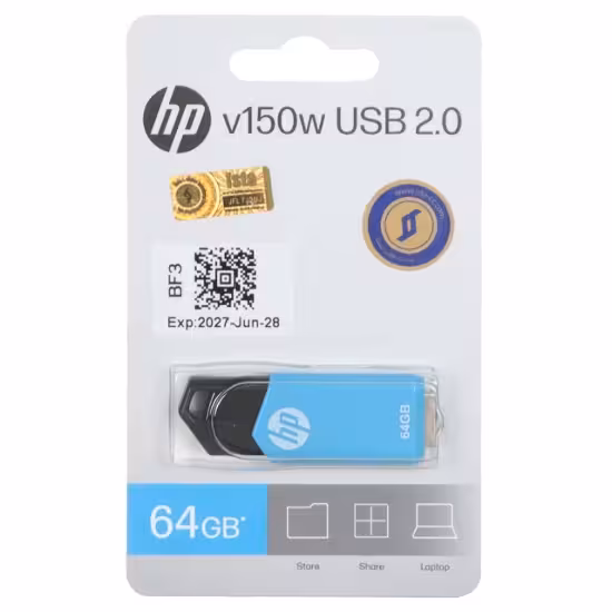 فلش مموری اچ‌پی مدل V150W USB2.0 ظرفیت 64 گیگابایت
