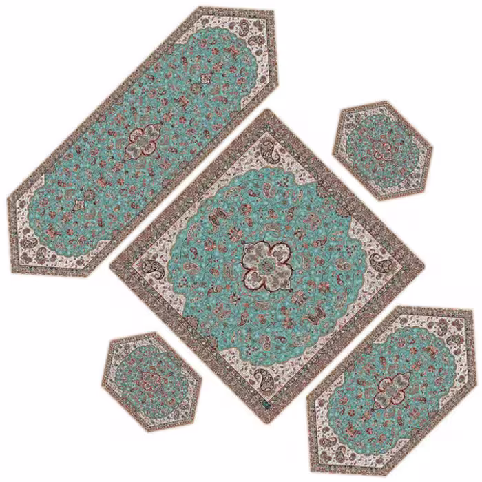 سرویس پنج تکه شاه عباسی فیروزه ای (کد 617)