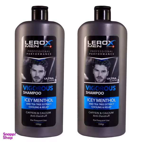 شامپو مو مردانه لروکس (Lerox) مدل Icey Menthol حجم 550 میلی لیتر بسته 2 عددی