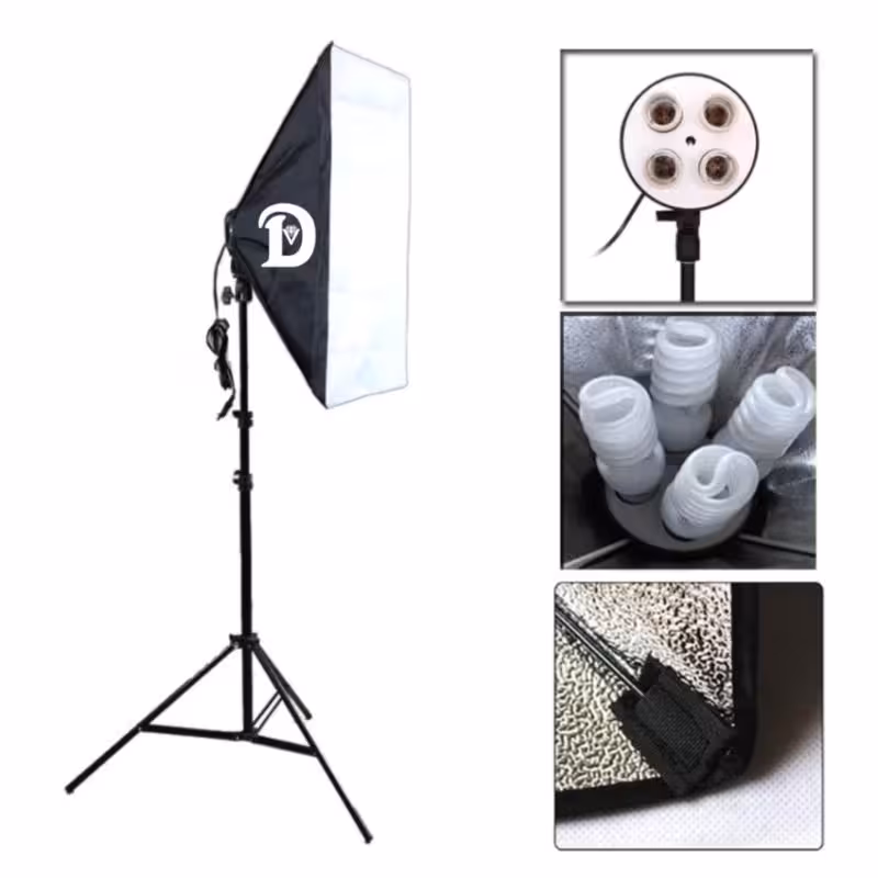 کیت سافت باکس به همراه هولدر 4 لامپ Diamond و پایه