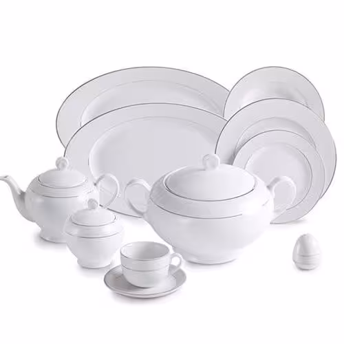 سرویس چینی زرین طرح سپید صدف 102پارچه