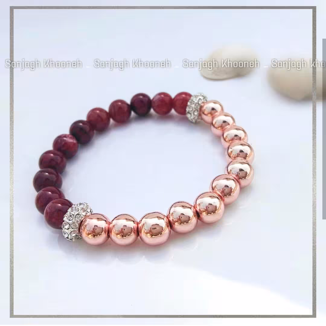 دستبند سنگ حدید و عقیق