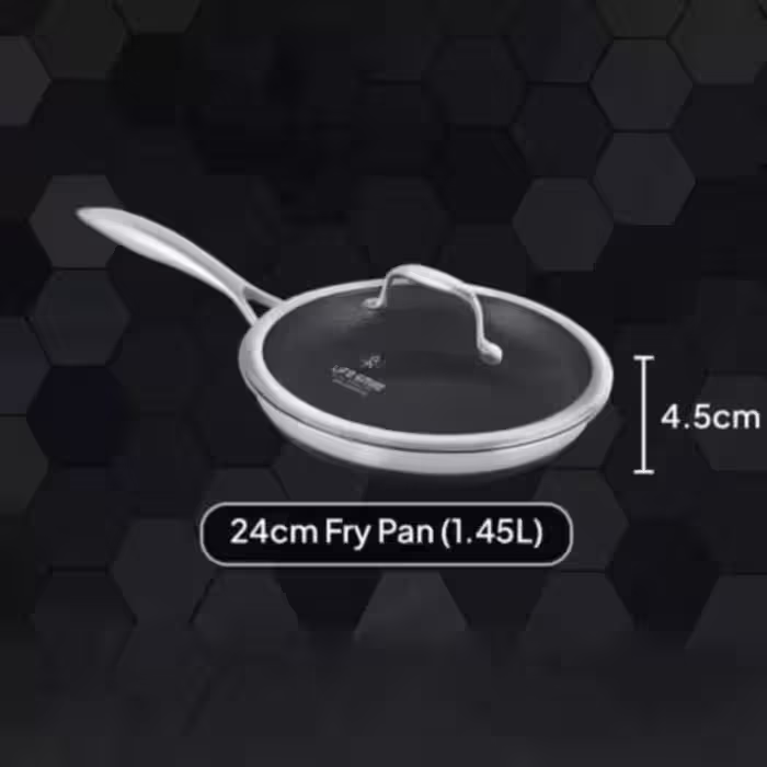 ماهیتابه تک دسته استیل کف لیزری بدنه براق لایف اسمایل 24 سانت