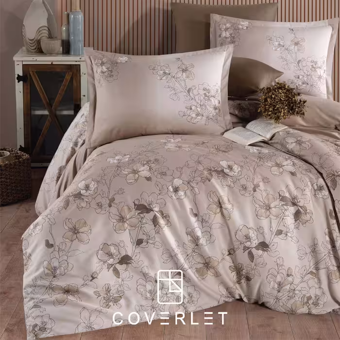 روتختی قهوه‌ای گل‌دار دونفره کاوری مدل Sindarin