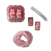 محافظ کابل مدل خرگوش به همراه محافظ شارژر دیواری مجموعه 5 عددی