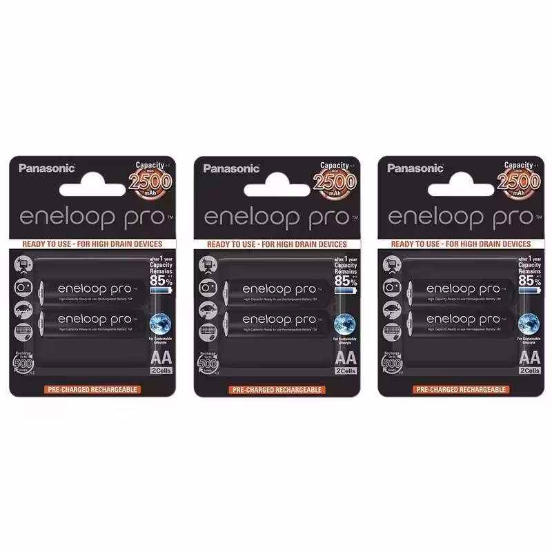 باتری قلمی قابل شارژ پاناسونیک مدل eneloop pro 2500mAh بسته 6 عددی