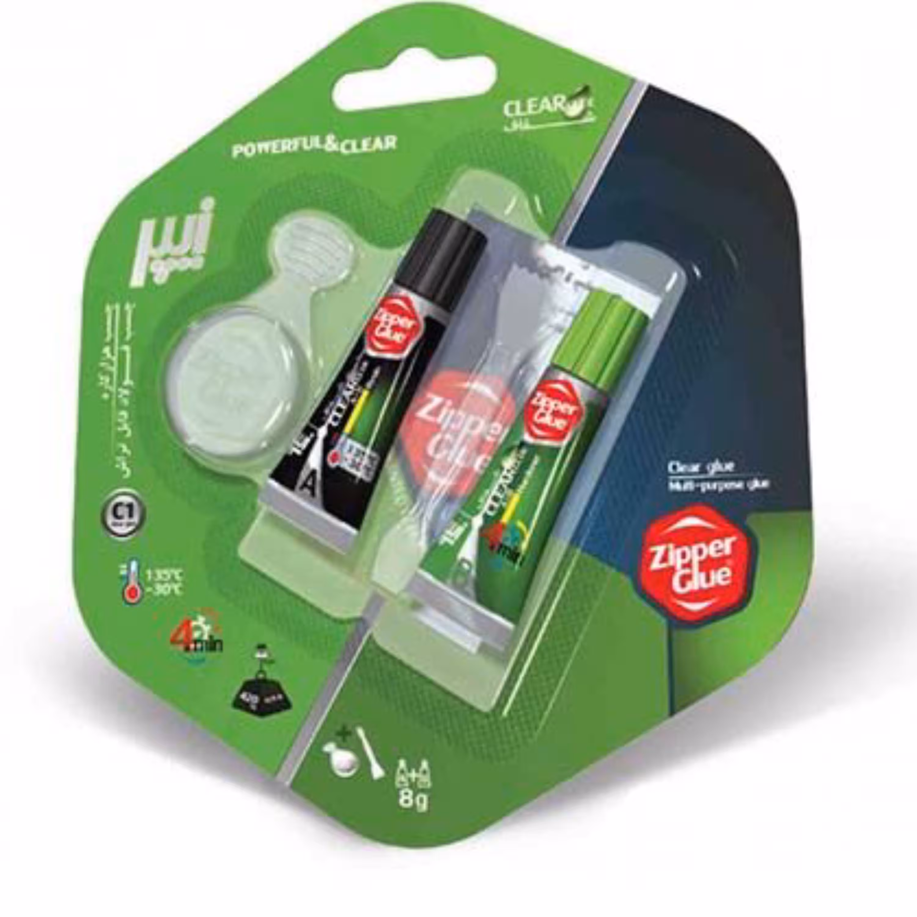 چسب دوقلو فولاد شفاف زیپر 8گرمی