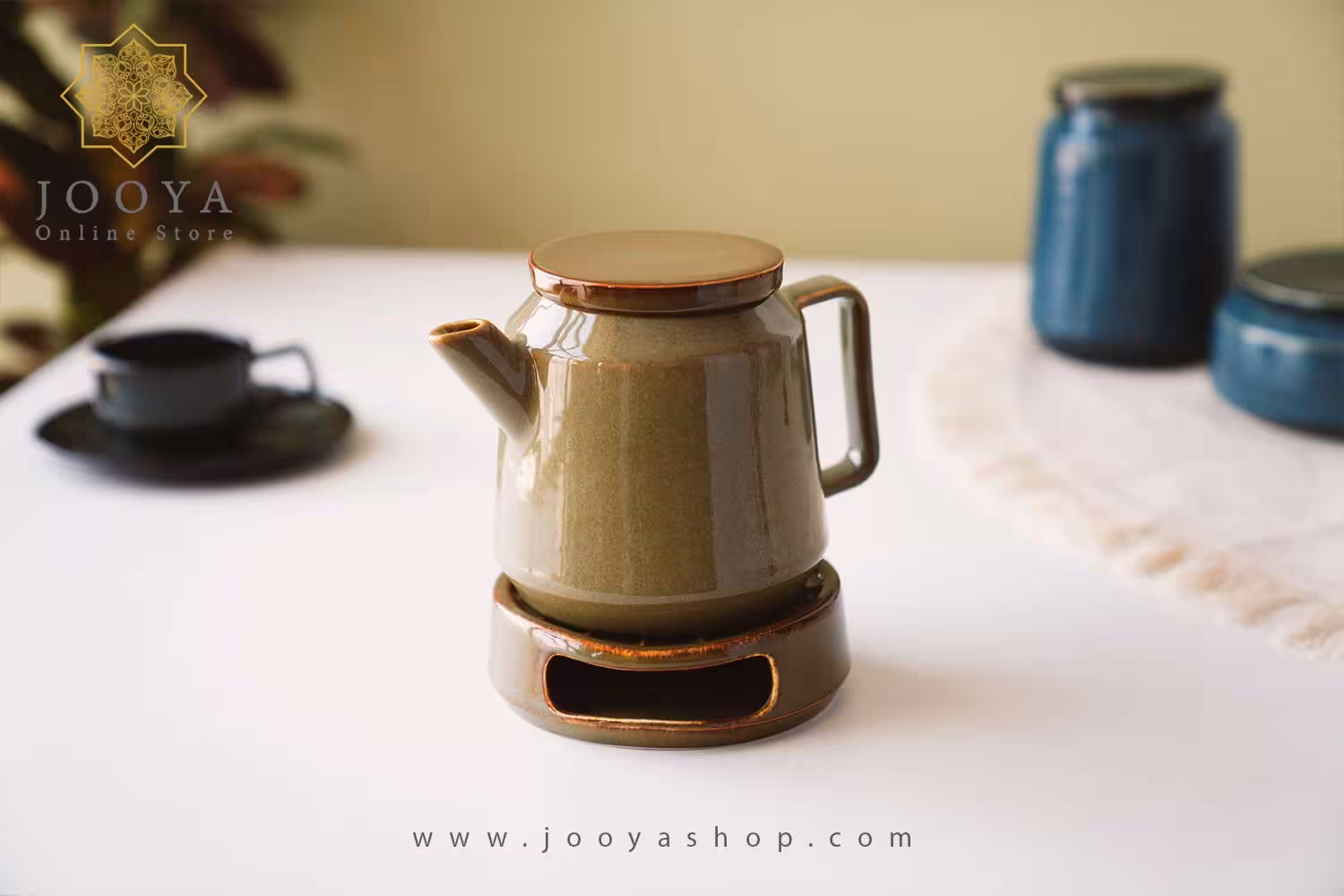 قوری و وارمر سرامیکی سبز