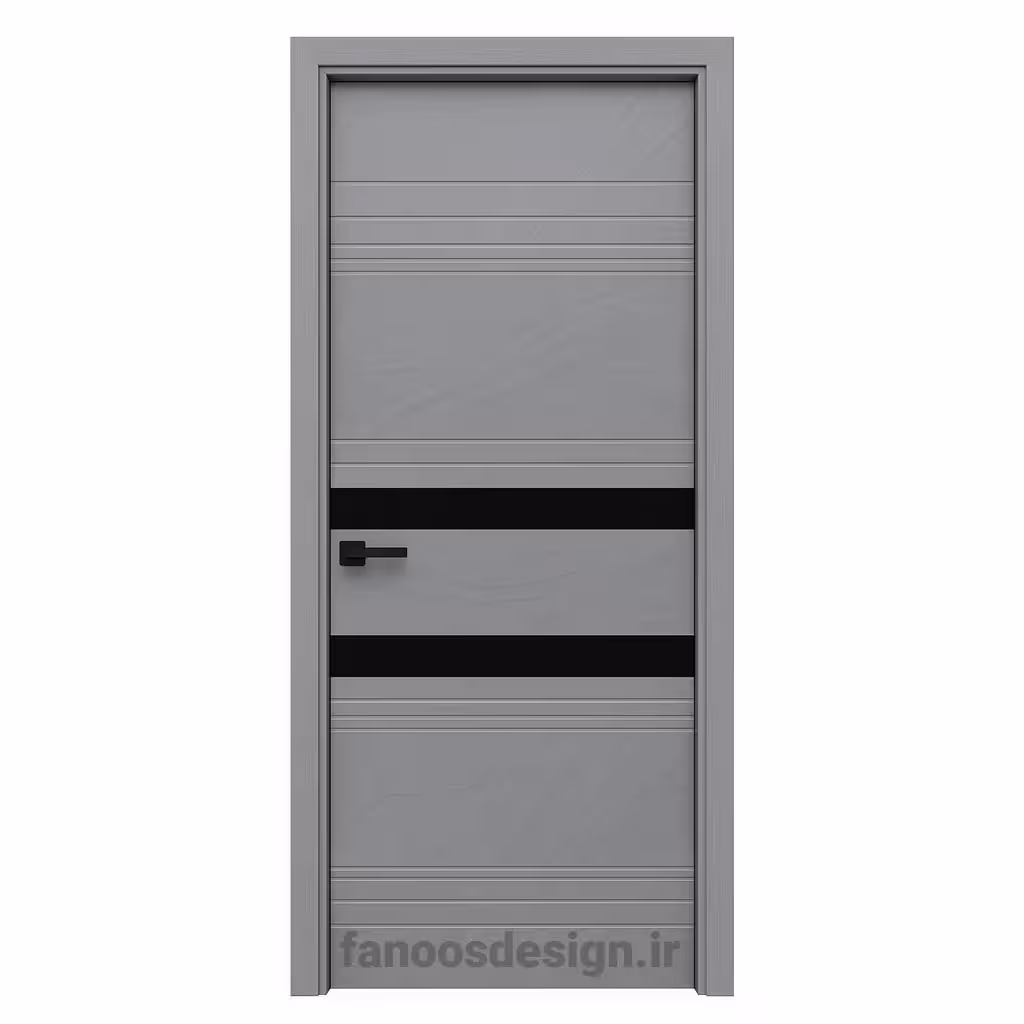 درب مدرن طوسی با نوار شیشه مشکی کد 30661