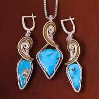 نیم ست فیروزه زنانه کد 21258 - جواهری مشاهیر