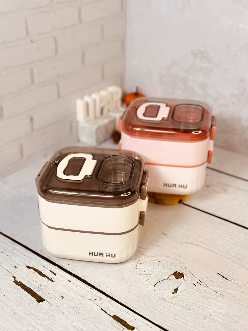 لانچ باکس ( ظرف غذا ) 2 طبقه مربع کد 6602