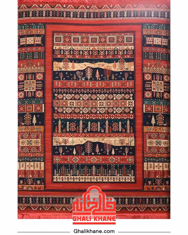 فرش هیوا کلکسیون بلوچ 700 شانه طرح سبز رنگ‌ لاکی