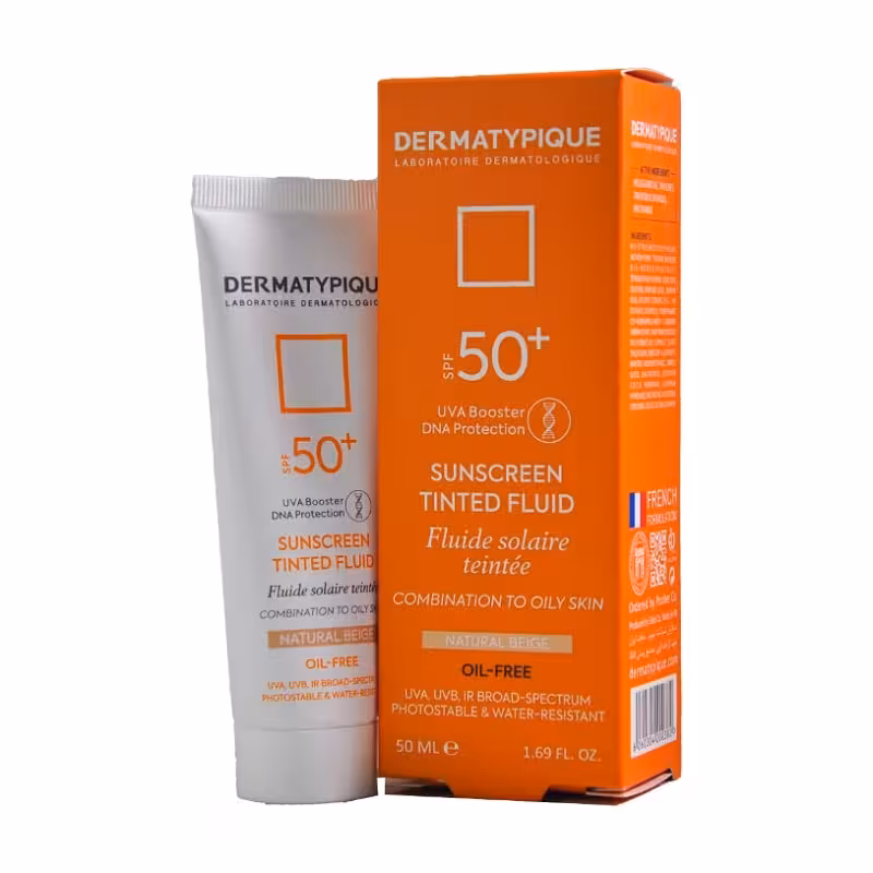 کرم ضد آفتاب رنگی بژ طبیعی پوست چرب SPF50 درماتیپیک 50 میلی لیتر