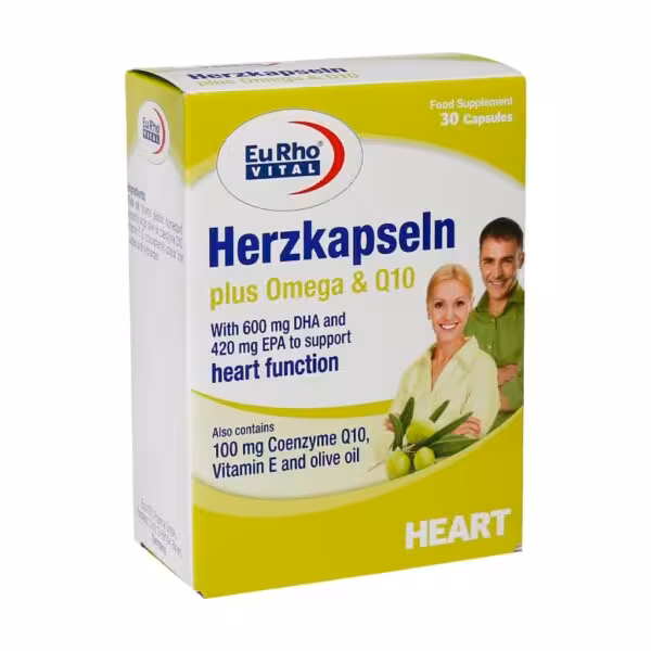 هرتز کپسول پلاس امگا و کیوتن یوروویتالEurhovital Herzkapseln Plus Omega And Q10
